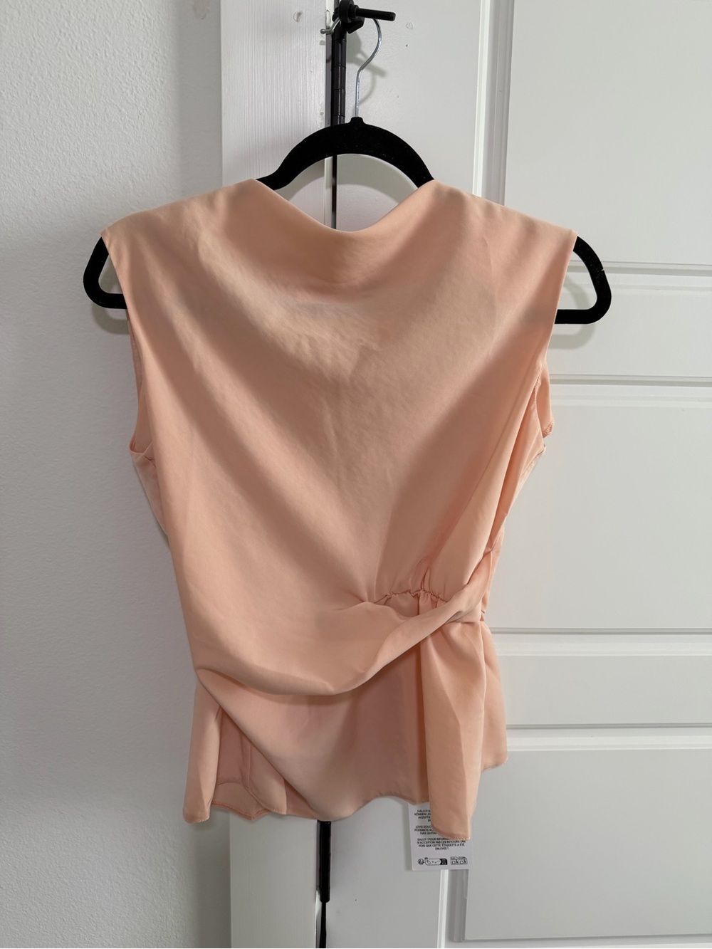 Sleeveless Drape Waist Top in Soft Peach